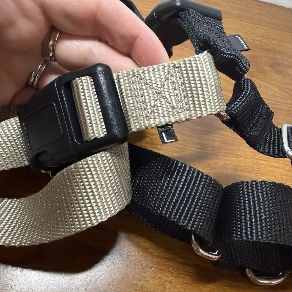 PetSafe Easy Walk Dog Harness Black Beige Adjustable Front Clip Training Size L
